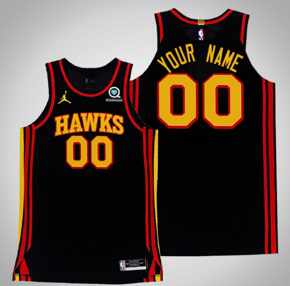 Men's Black Atlanta Hawks Active Player Custom Stitched Statement Jersey